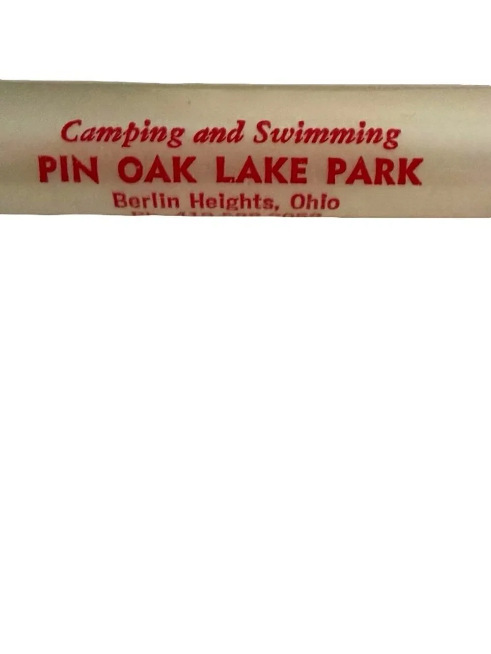 Vintage Pin Oak Lake Park Berlin Heights Ohio Advertising Bottle & Can Opener w/